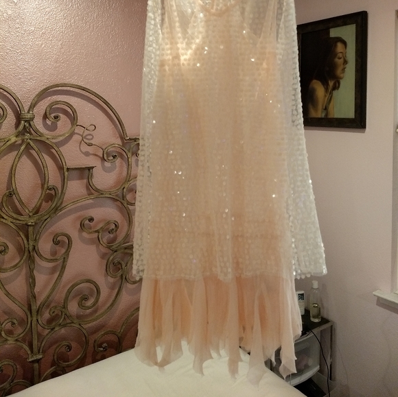 Free People NWOT intimate glittery dress in peach - Picture 5 of 5